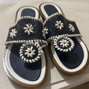 A. Giannetti Navy and White Floral Sandals